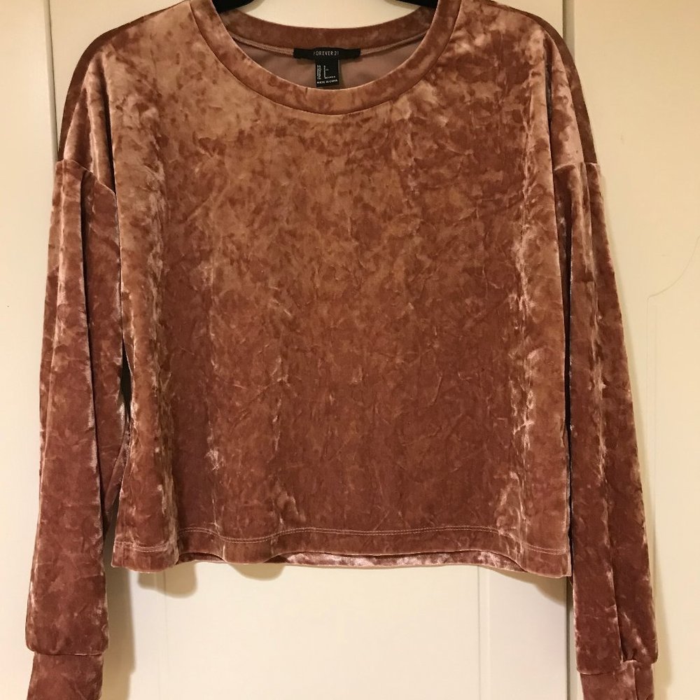 Forever 21 Women's Pink Velvet Texture Shirt